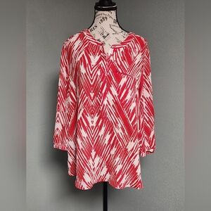 NYDJ Red and White Women's Top
